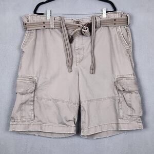 Society of One Cargo Shorts Mens 48 Khaki Belted Cotton Heavyweight Casual
